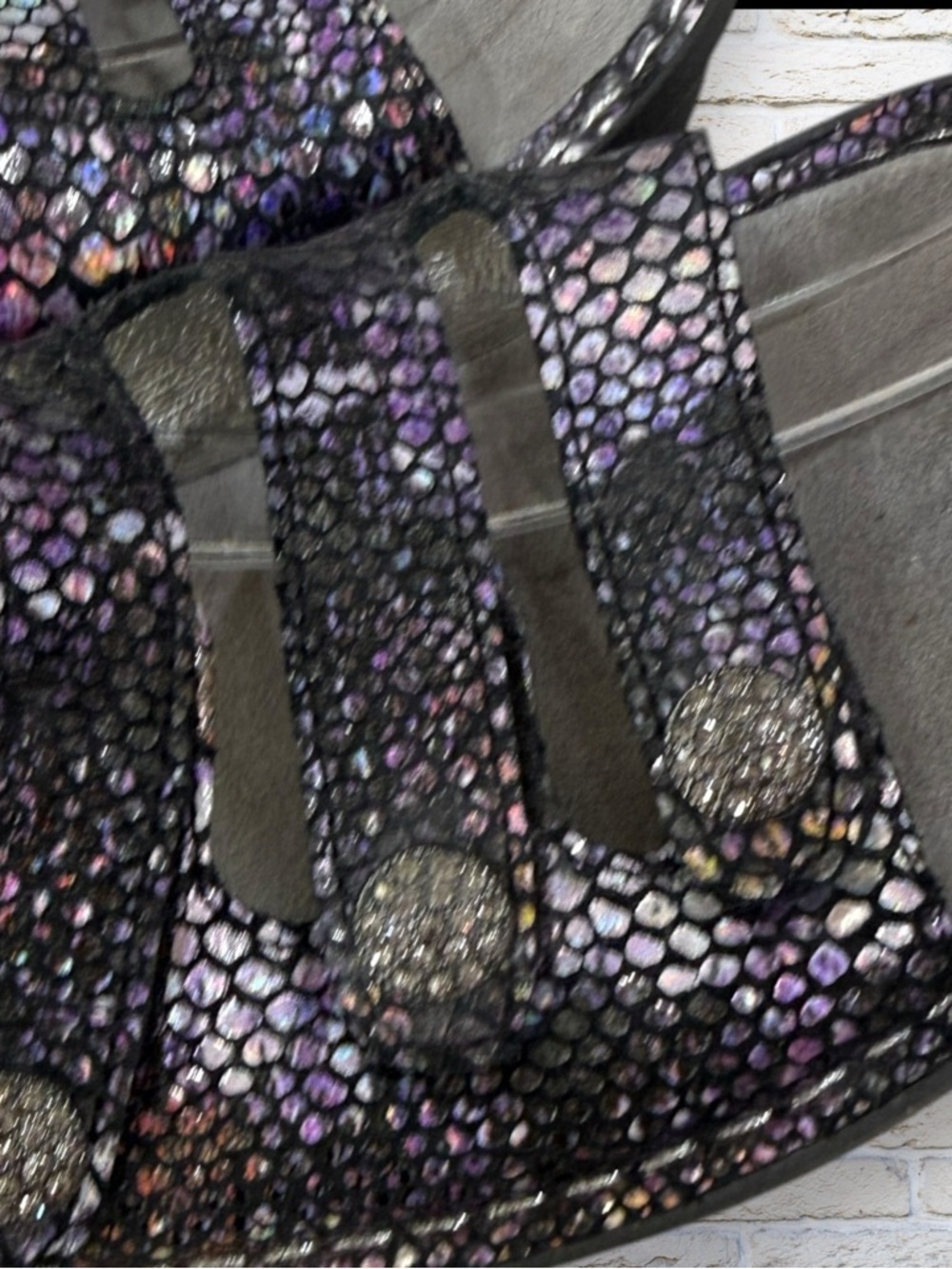 Alegria Sandals Black Rainbow Snakeskin Leather Fiona Comfort US 8-8.5 EU 38 - Picture 7 of 9